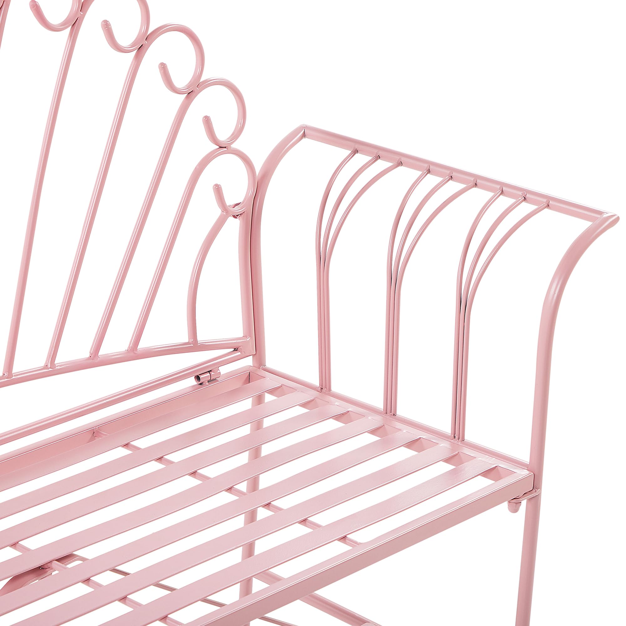 beliani-cavinia-bistro-set-rosa-metall-bank-mit-tisch-2-personen image 7