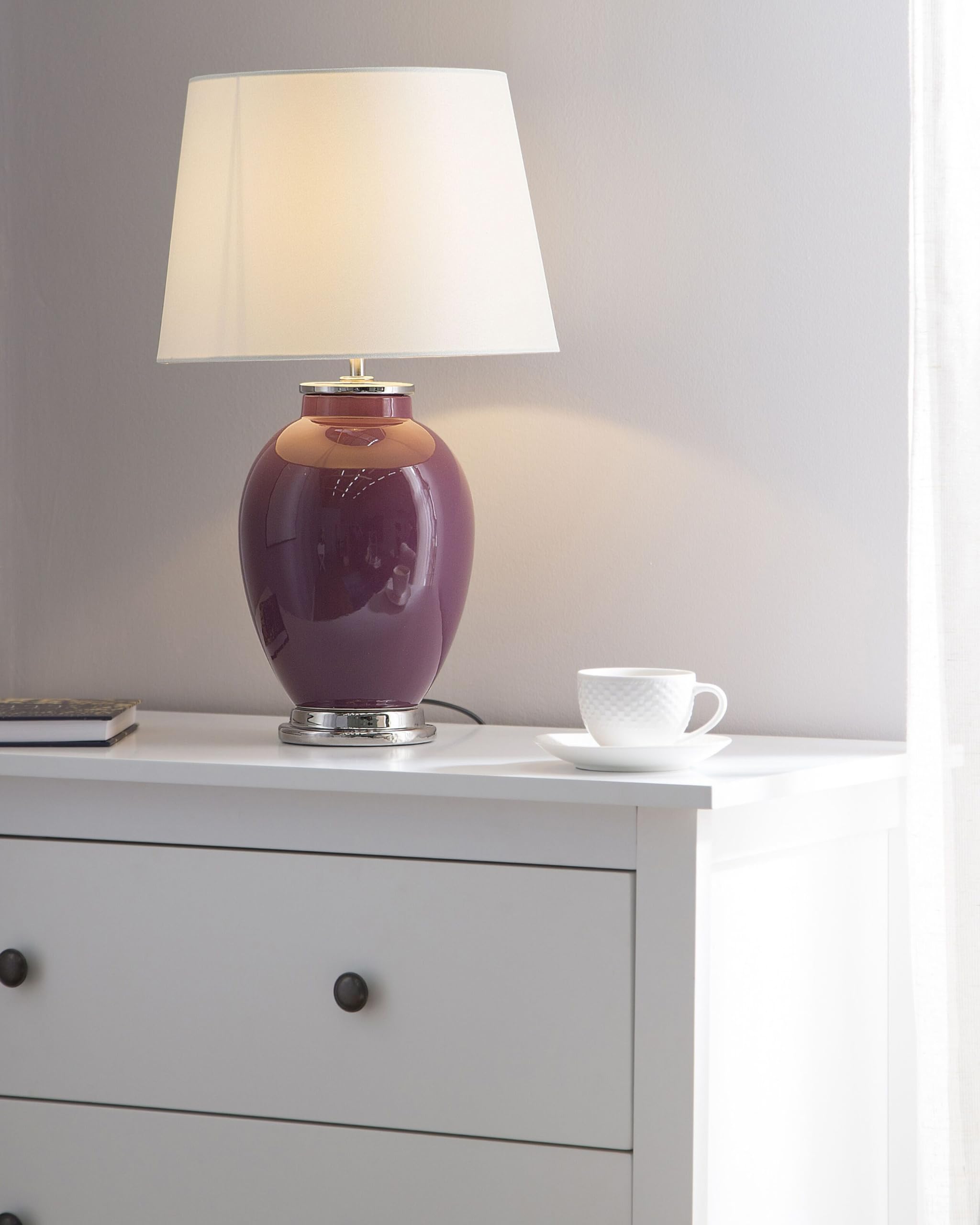 beliani-brenta-tischlampe-keramik-violett-stoffschirm image 2