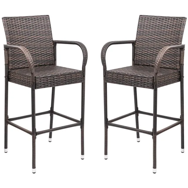 homall-bar-stool-rattan-barhocker-braun-2er-set-fu-st-tze image 1