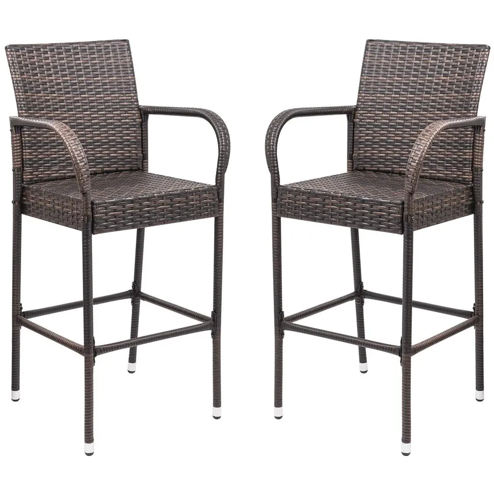 homall-bar-stool-rattan-barhocker-braun-2er-set-fu-st-tze image 1
