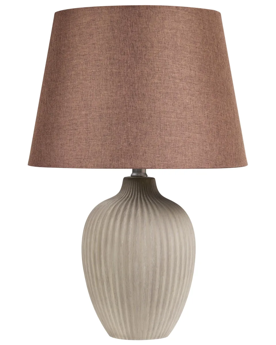 beliani-fergus-tischlampe-braun-leinen-keramik-52-cm image 1
