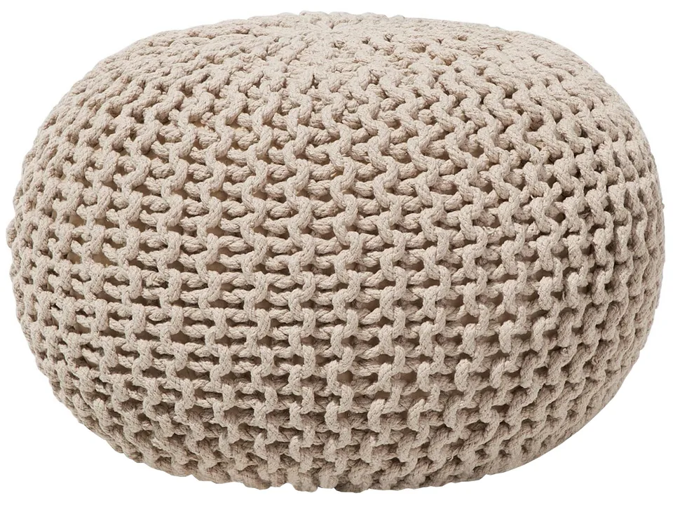 beliani-conrad-sitzpouf-beige-baumwolle-50x35-cm-strick image 1