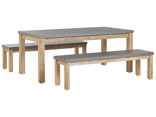 beliani-ostuni-gartenm-bel-set-grau-180-cm-faserzement image 1