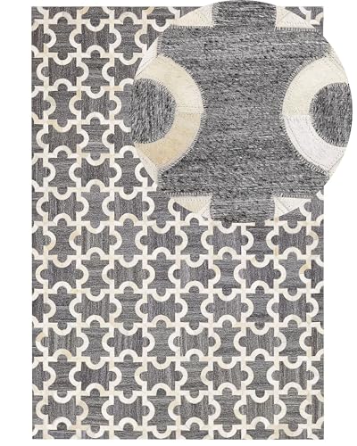 beliani-yedisu-teppich-leder-patchwork-140x200-grau-beige image 7
