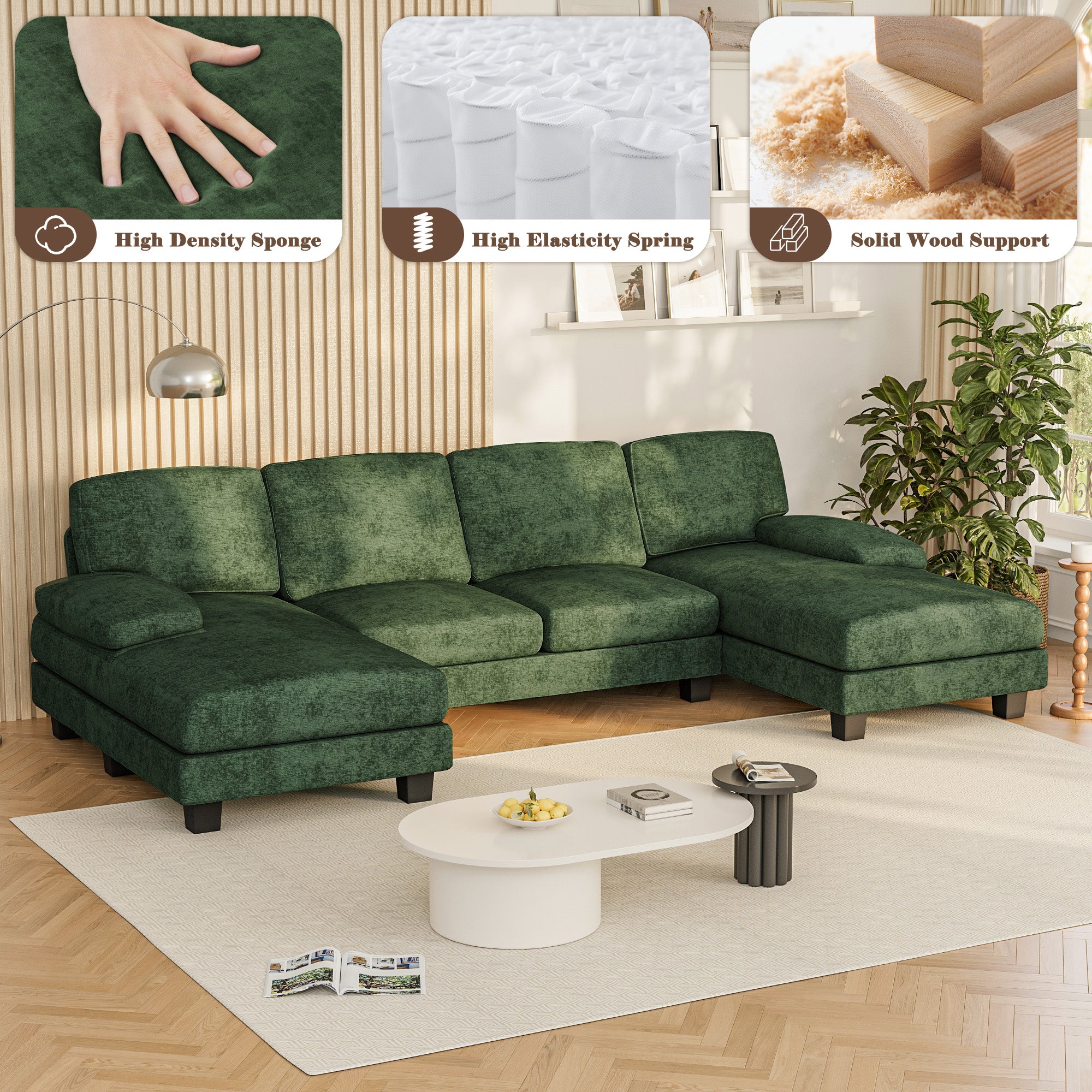 homall-sofa-u-form-cord-beige-couch-mit-doppelliege image 3