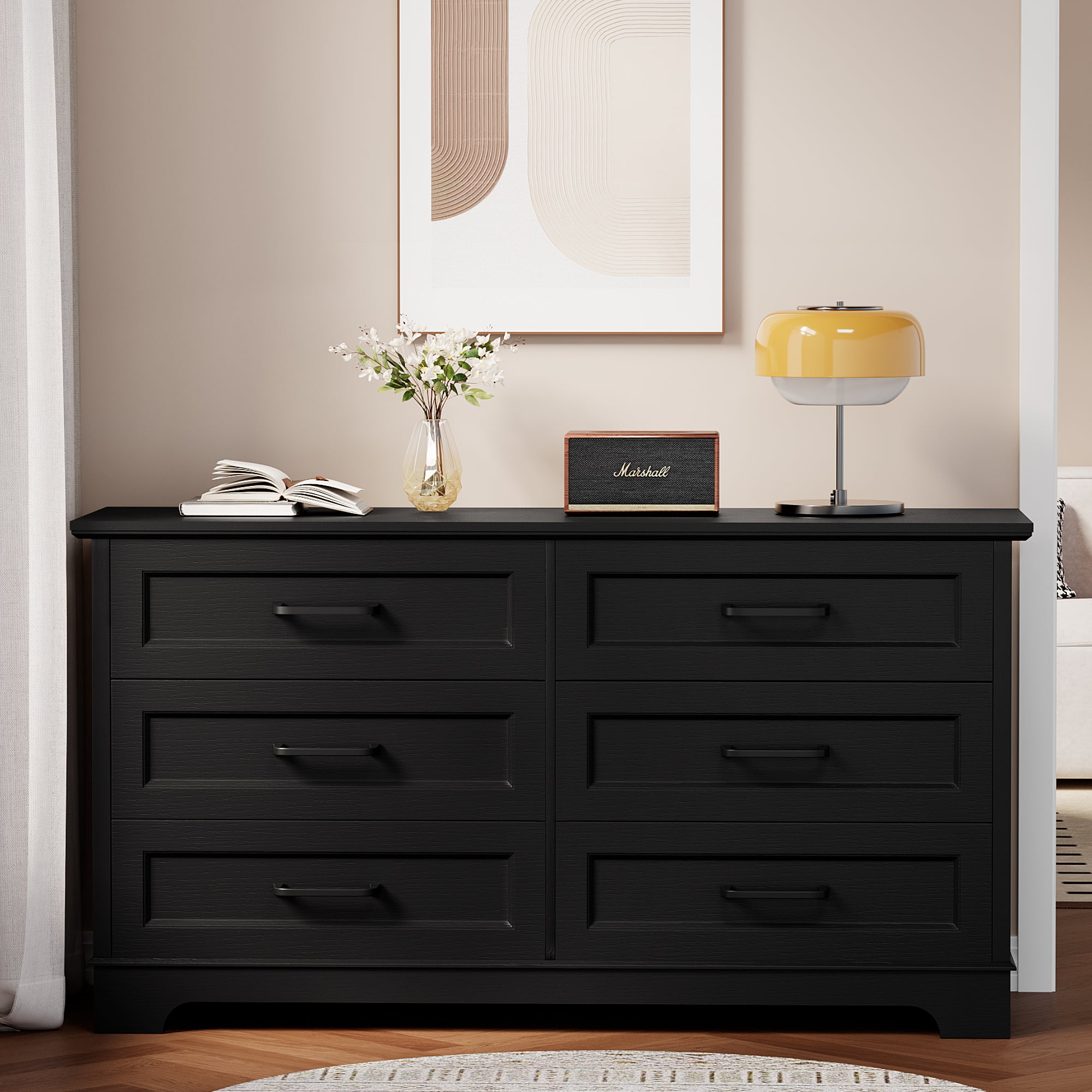 homall-bedroom-kommode-6-schubladen-wei-mdf image 1