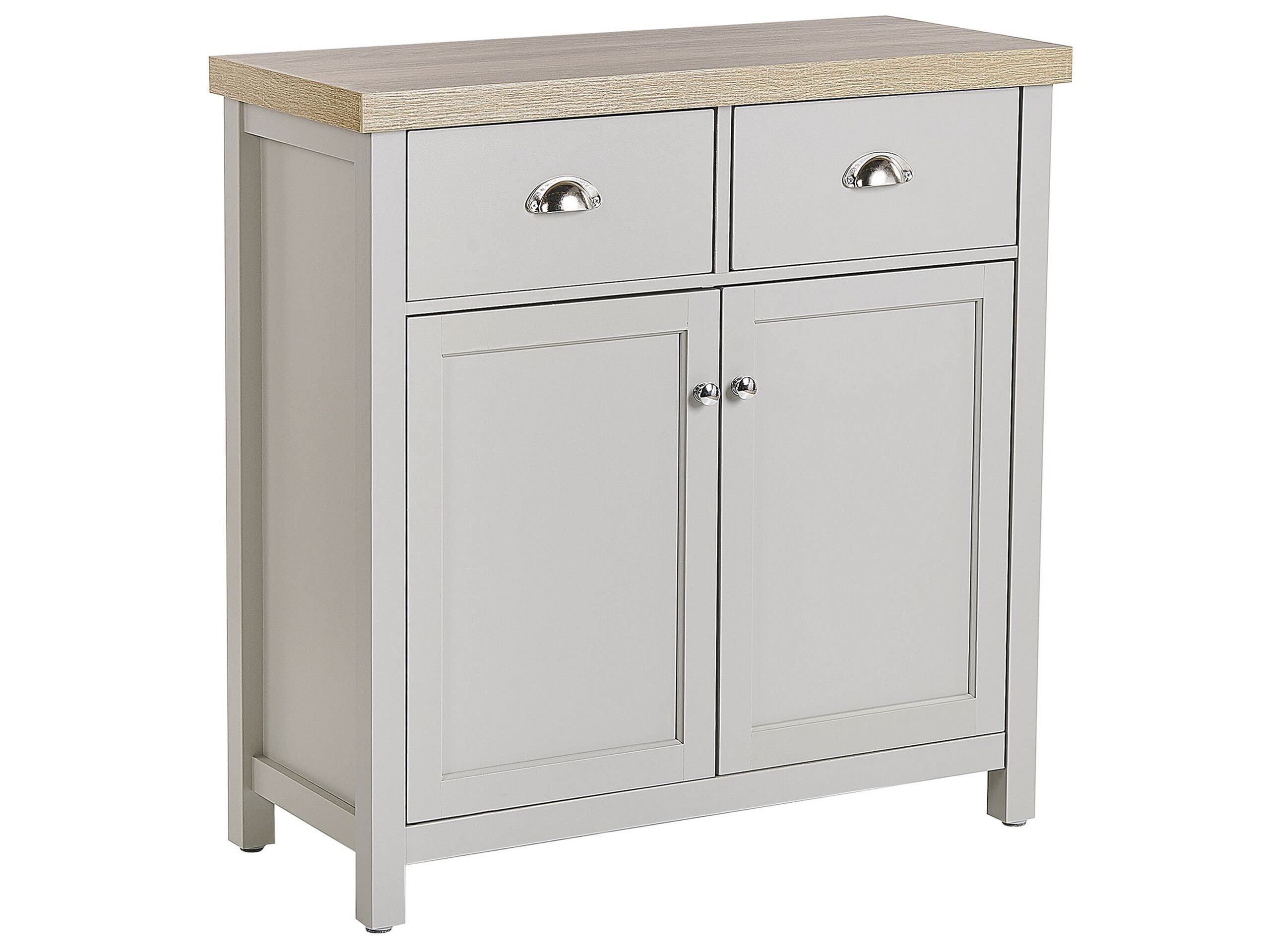 beliani-clio-sideboard-grau-kommode-2-schubladen-holz image 1