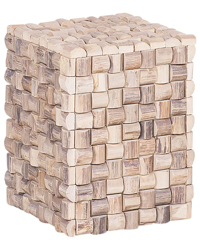 beliani-cajeme-nachttisch-teakholz-hellbraun-mosaik image 1
