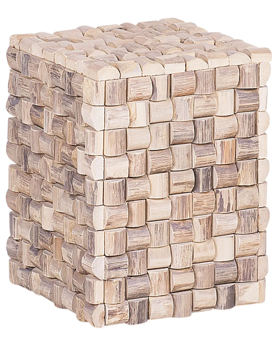 beliani-cajeme-nachttisch-teakholz-hellbraun-mosaik image 1