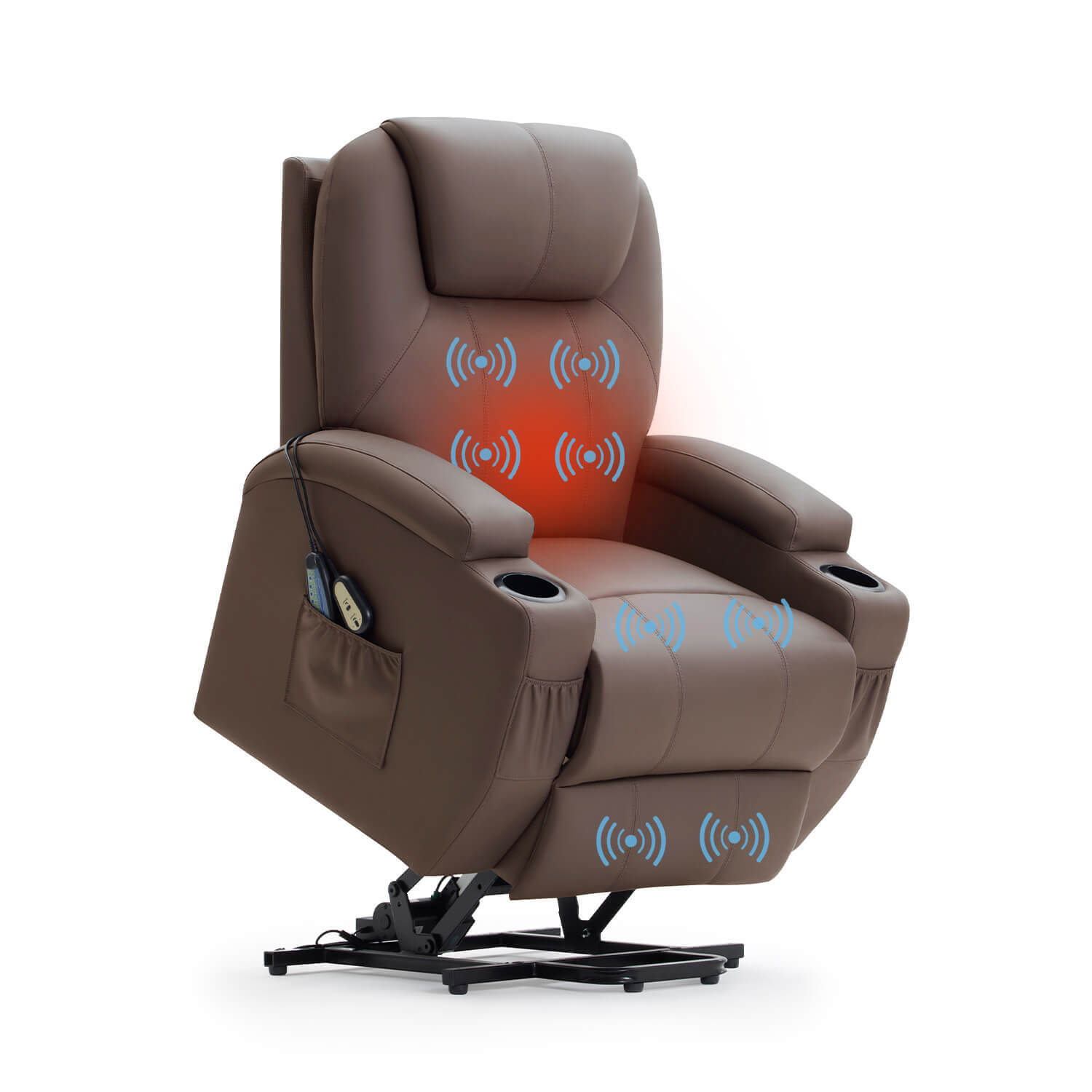 homall-recliner-chair-aufstehsessel-braun-kunstleder-massage image 2