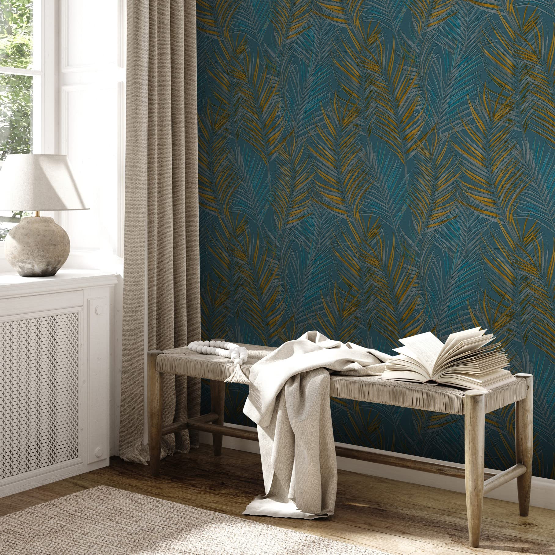 a-s-cr-ation-attractive-2-390387-vliestapete-floral-blau-petrol image 1