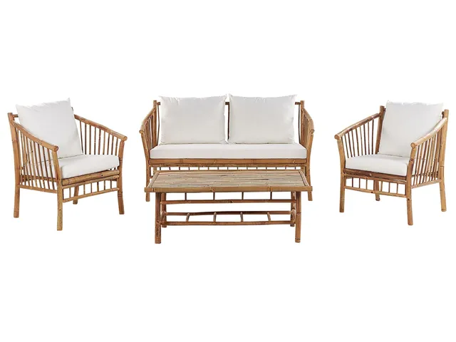 beliani-maggiore-lounge-set-bambus-4-teilig-auflagen-wei image 1