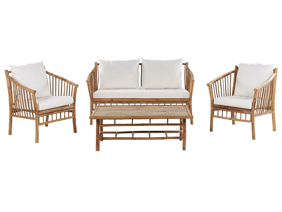 beliani-maggiore-lounge-set-bambus-4-teilig-auflagen-wei image 1