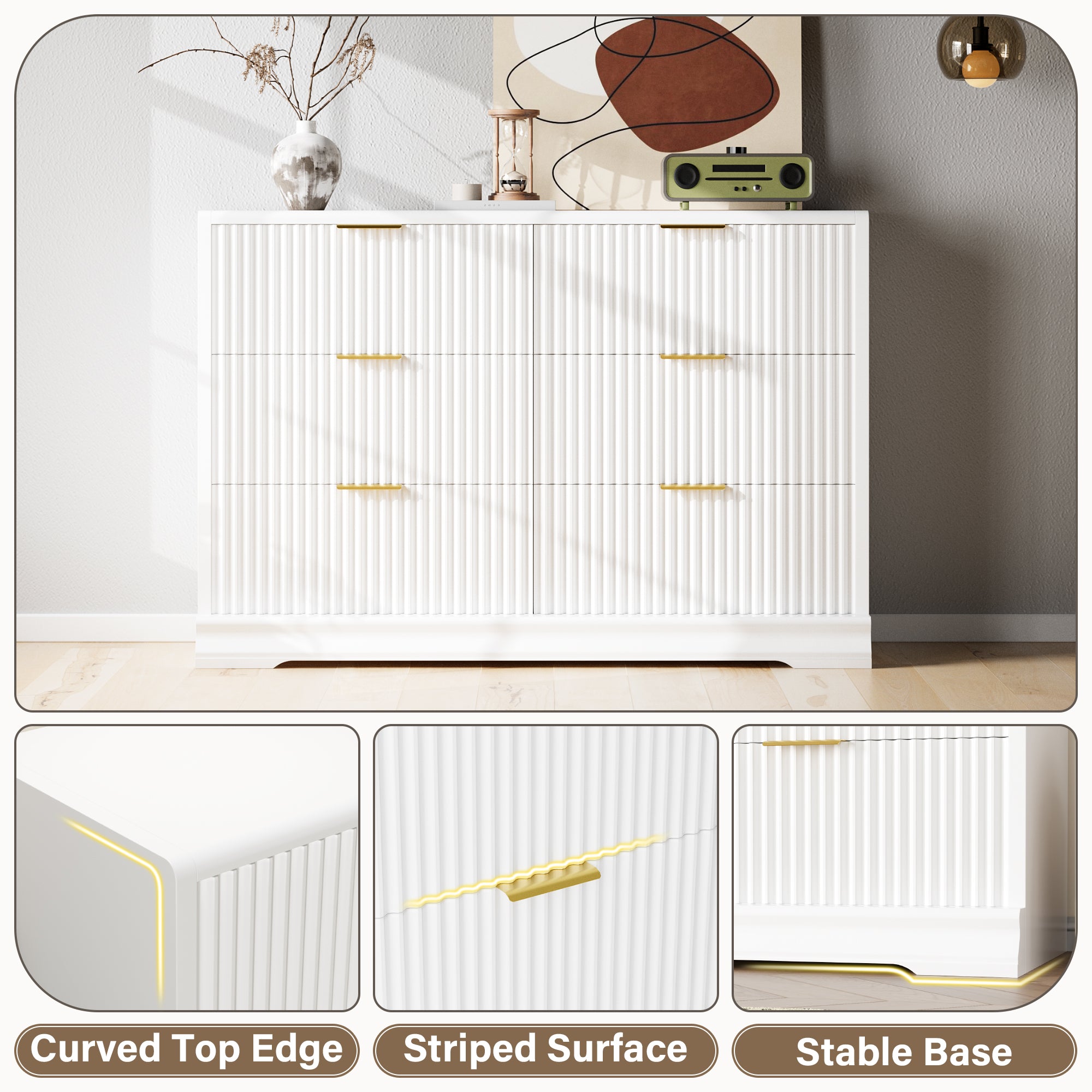 homall-bedroom-kommode-wei-6-schubladen-riffelfront-122cm image 6