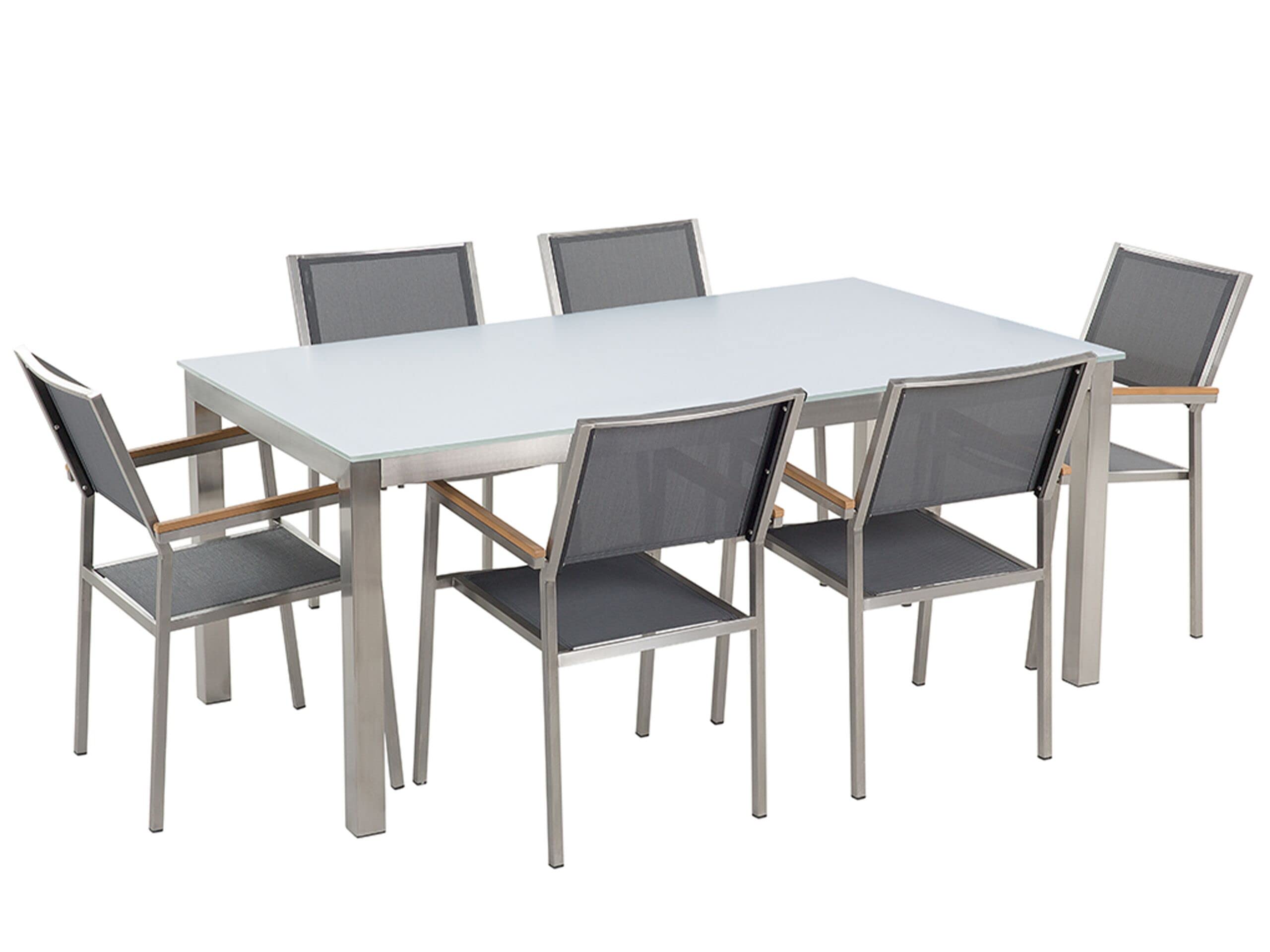 beliani-grosseto-set-180-cm-glastisch-wei-mit-6-st-hlen-grau image 1