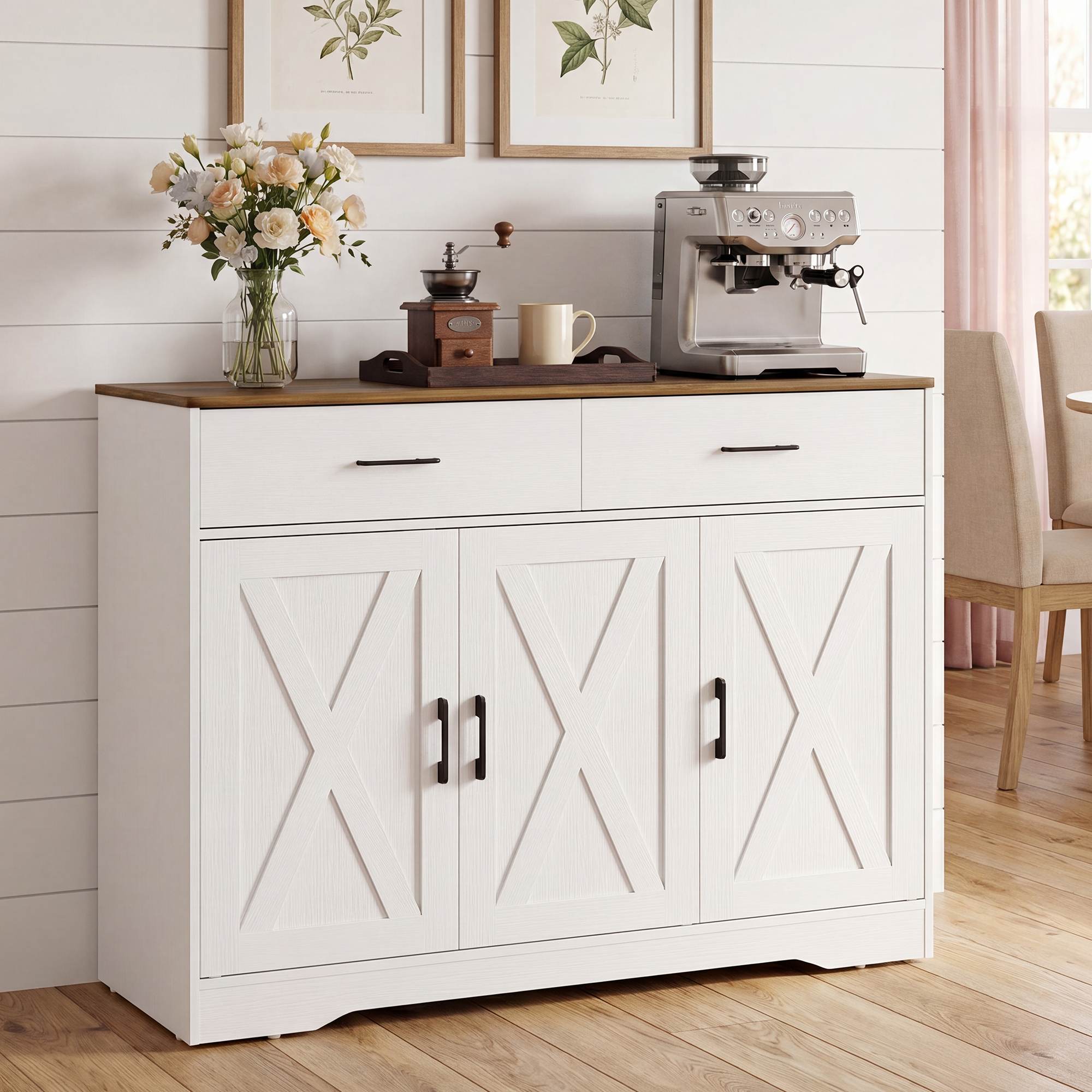homall-shelf-kaffeebar-sideboard-wei-2-schubladen-3-t-ren image 1