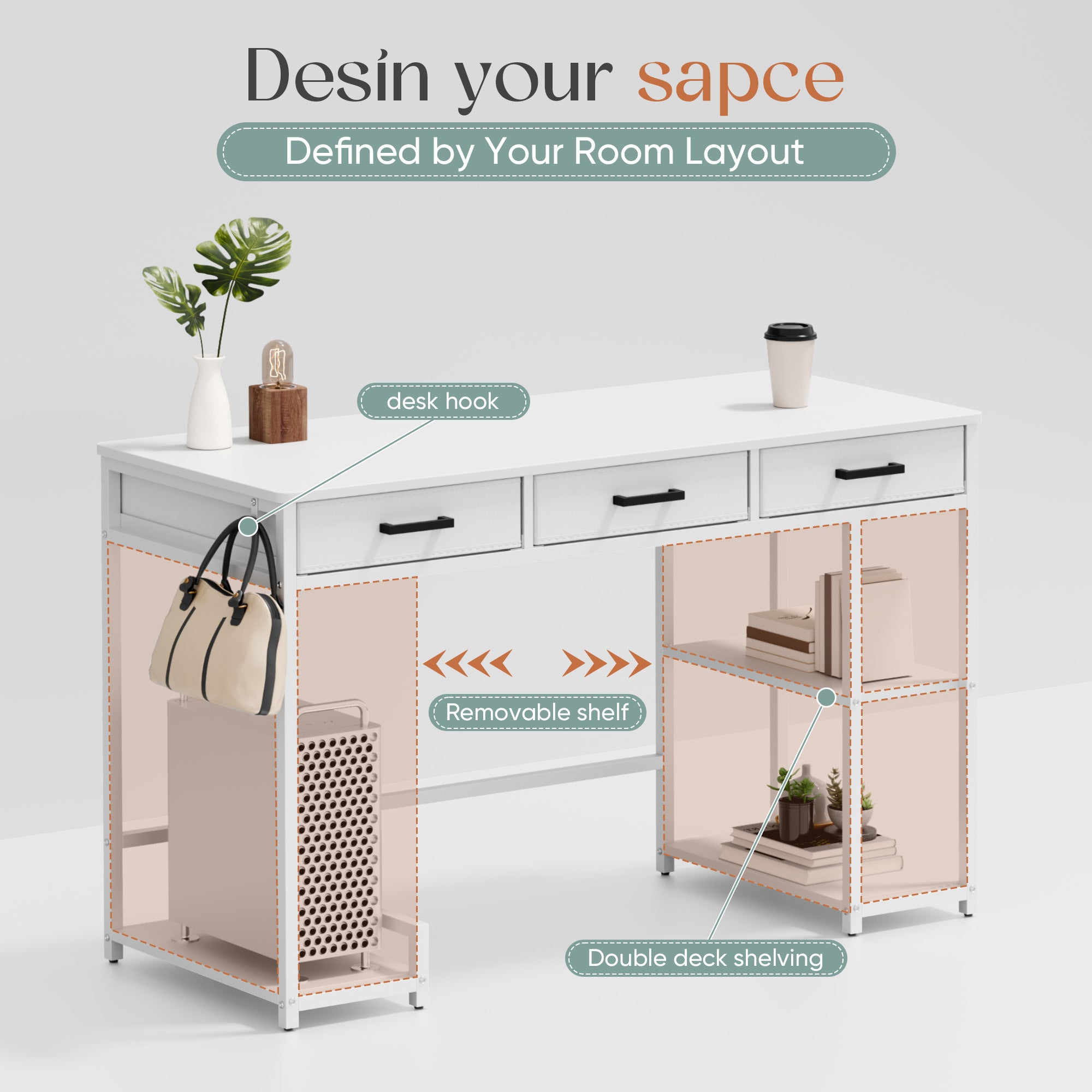 homall-shelf-schreibtisch-120-cm-wei-3-stoffschubladen image 4