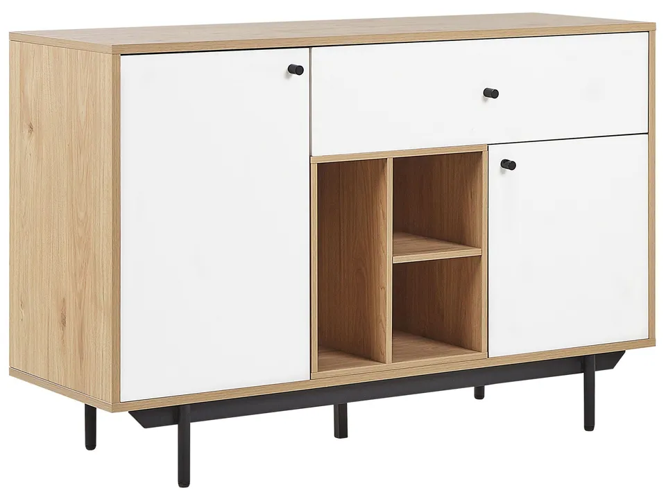 beliani-itaca-sideboard-kommode-wei-eiche-2-t-ren-schublade image 1