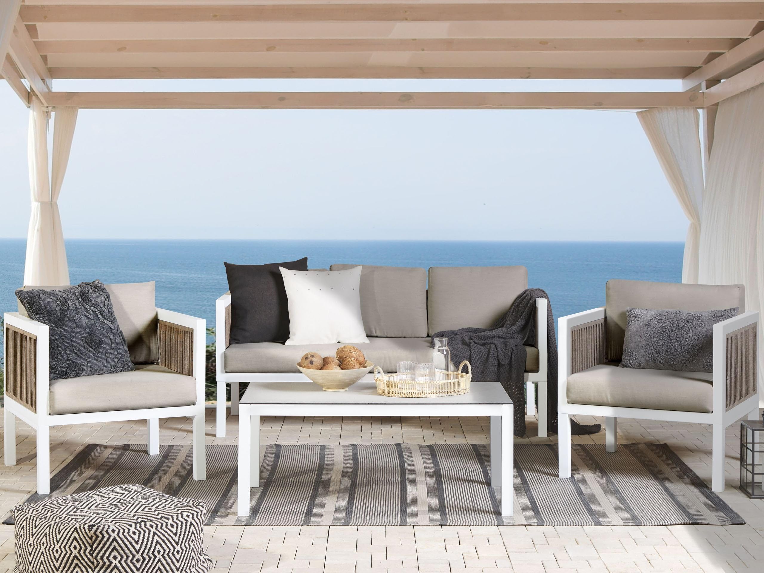 beliani-borello-garten-lounge-set-wei-beige-5-sitzer image 2