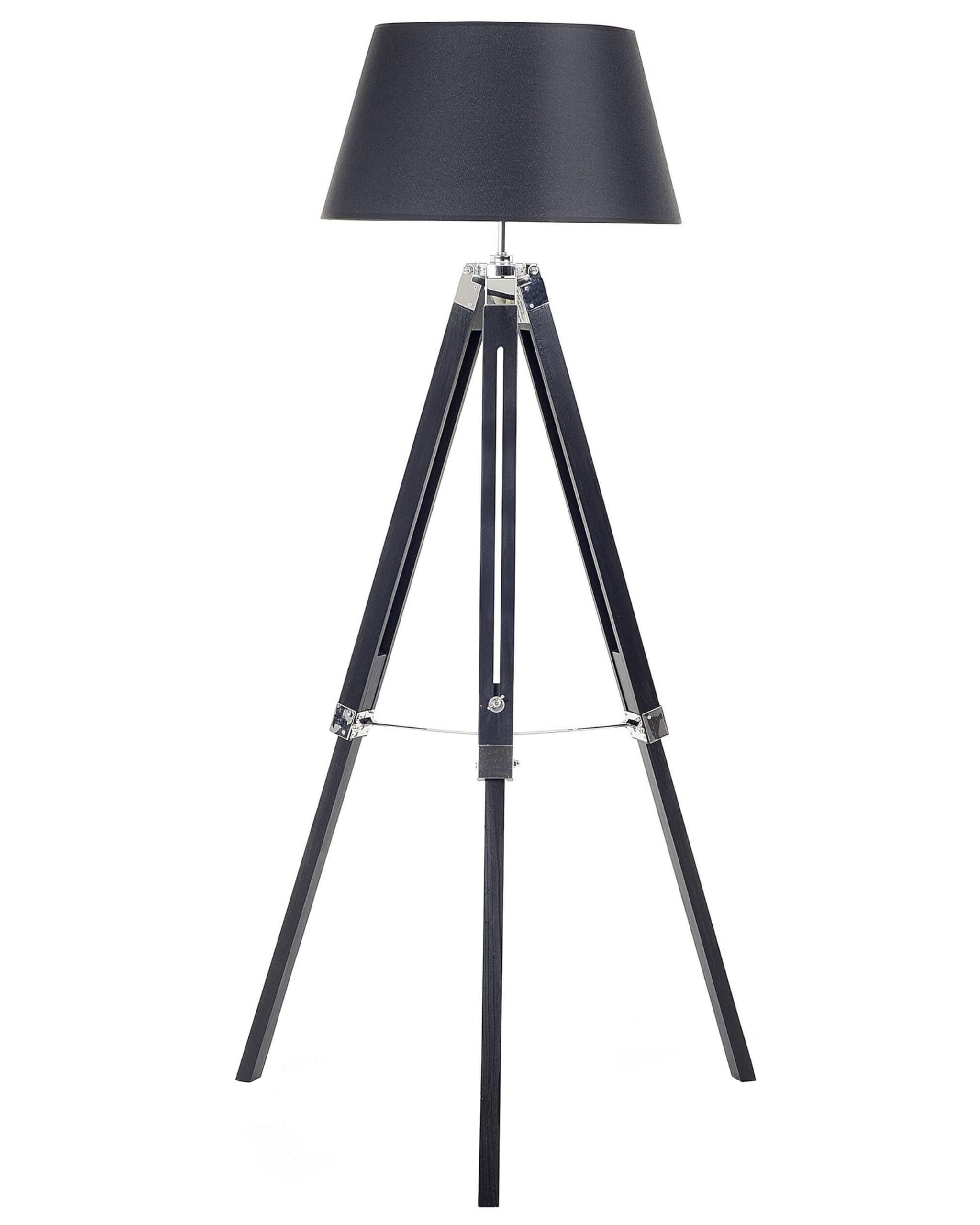 beliani-madeira-stehlampe-schwarz-holz-tripod-143-cm image 1