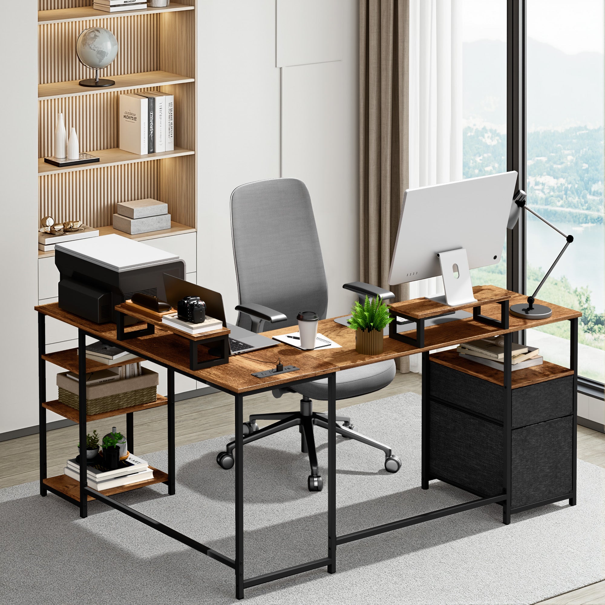 homall-shelf-eckschreibtisch-l-form-braun-mit-steckdose image 8
