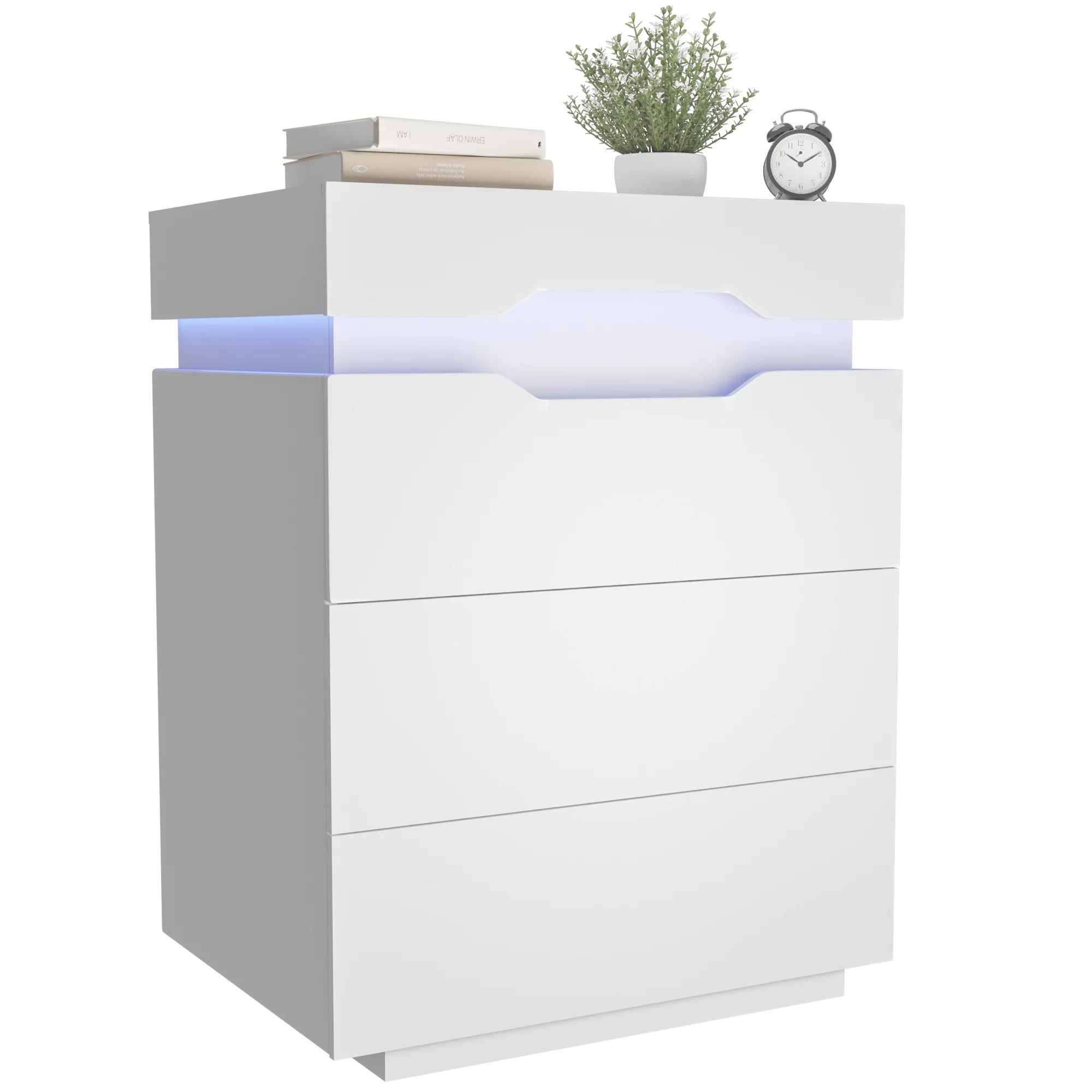 homall-bedroom-nachttisch-wei-2-schubladen-led-usb image 6