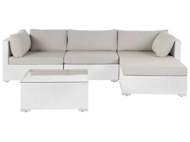 beliani-sano-ii-lounge-set-rattan-wei-sandbeige-links-4-teilig image 1