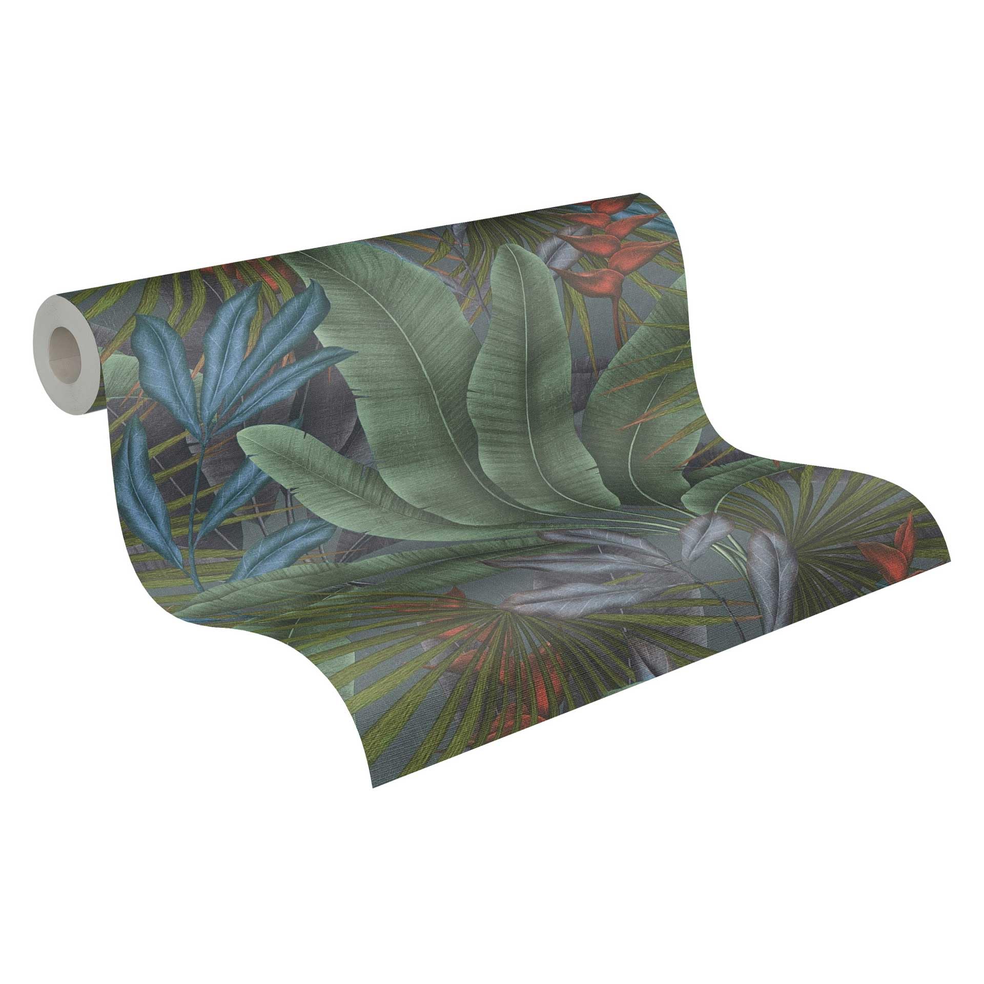 livingwalls-say-hi-palmenblatt-vliestapete-gr-n-grau-blau image 1