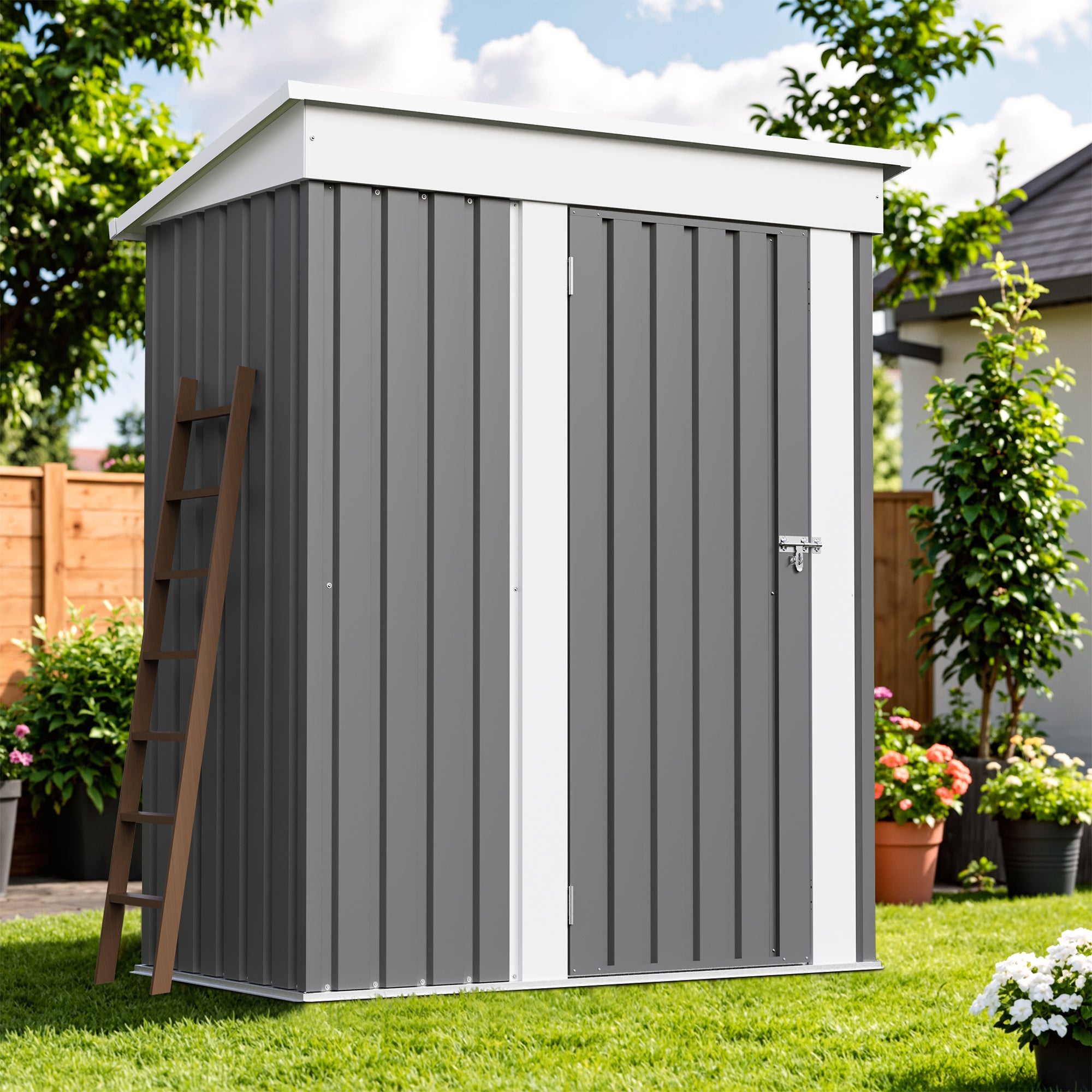 homall-metal-shed-ger-tehaus-metall-grau-abschlie-bar image 1