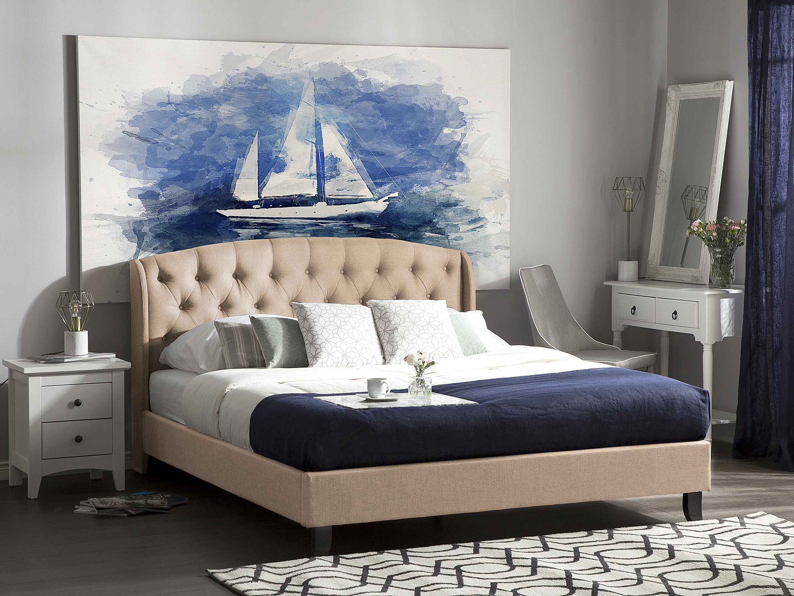 beliani-bordeaux-polsterbett-140x200-beige-leinenoptik image 2
