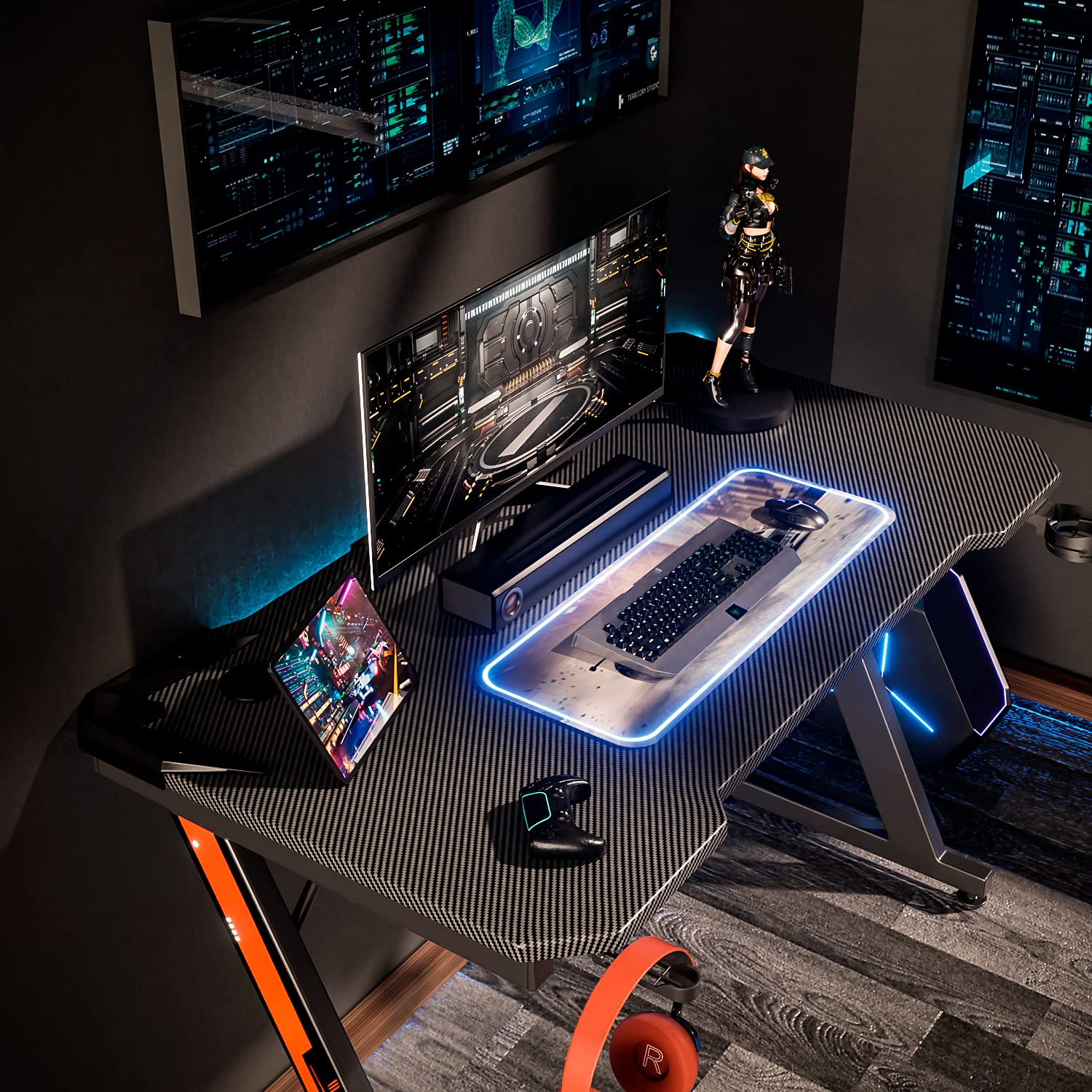 homall-gaming-desk-schreibtisch-schwarz-112cm-z-form-gamer image 3