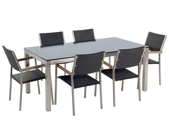 beliani-grosseto-gartenset-glastisch-180cm-6-rattanst-hle image 1