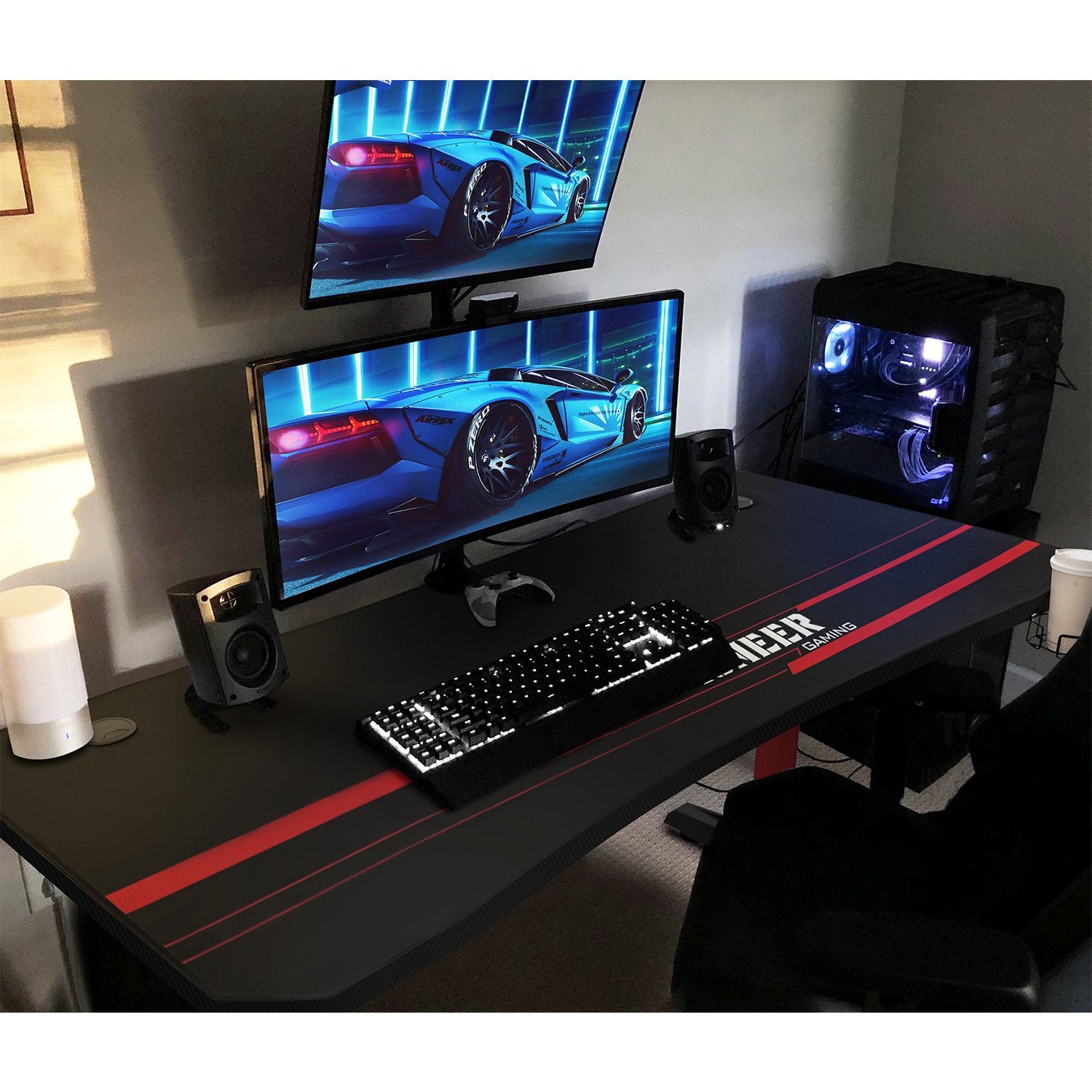 homall-gaming-desk-schreibtisch-schwarz-140-cm-t-form image 3