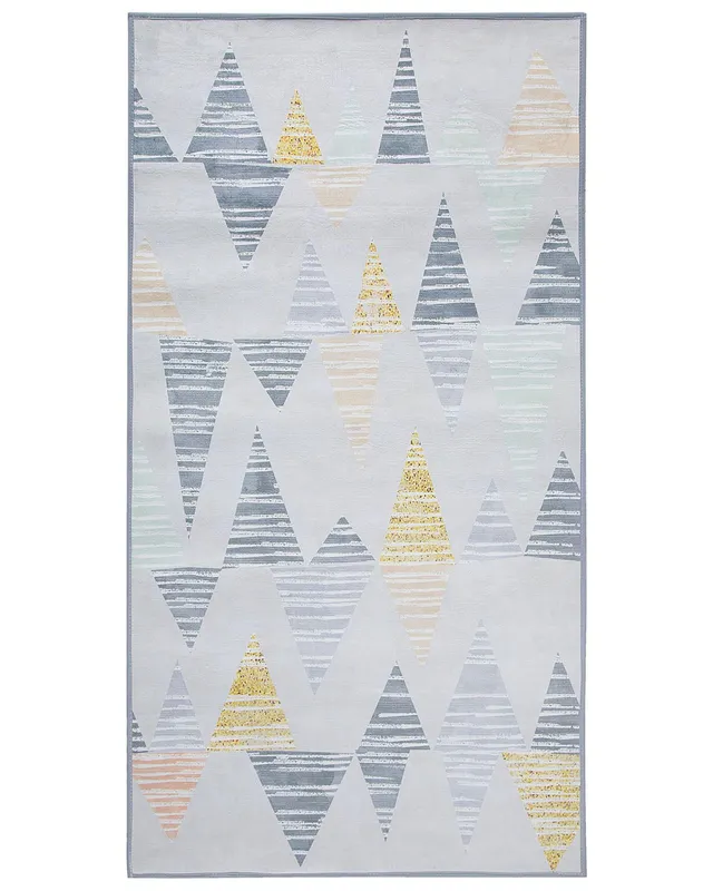 beliani-yayla-teppich-80-x-150-cm-grau-gelb-dreieckmuster image 1