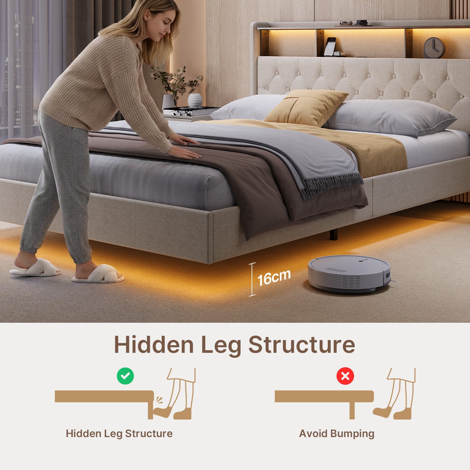 bealife-af19-doppelbett-140x200-beige-gepolstert-led-stauraum image 7