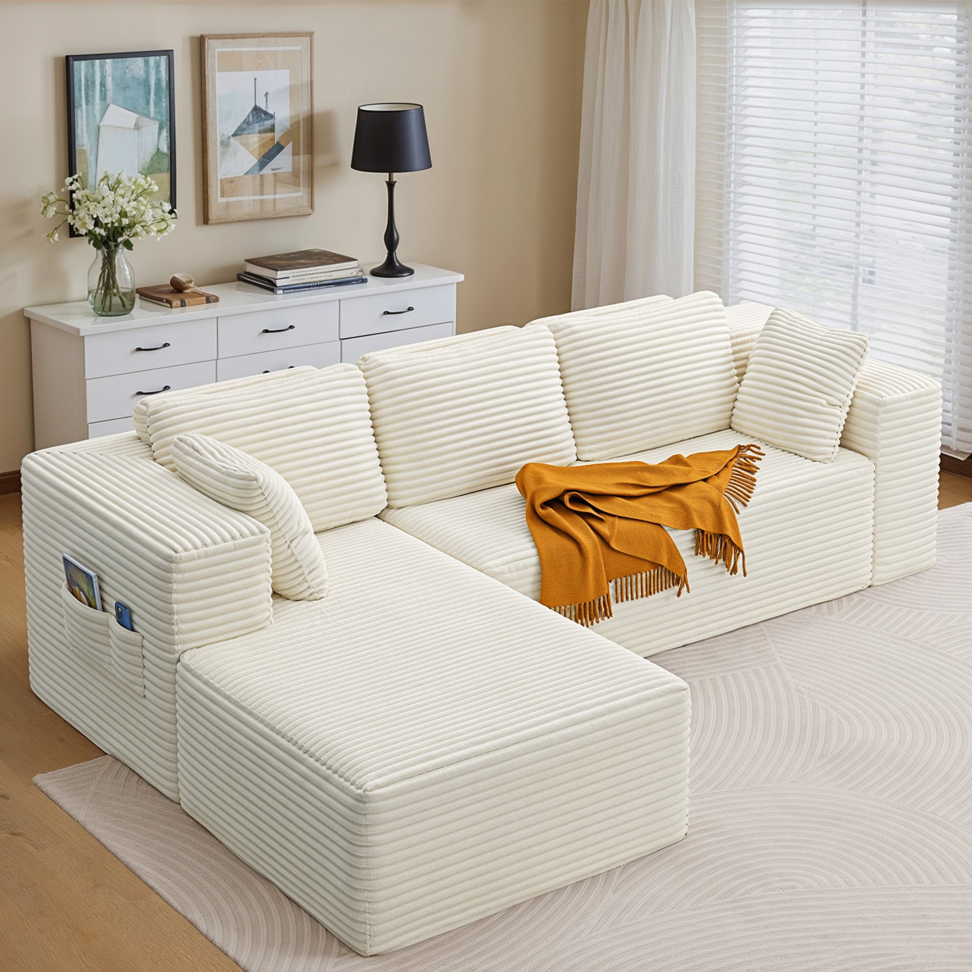 bealife-ar35-ecksofa-cord-wei-4-sitzer-recamiere image 2