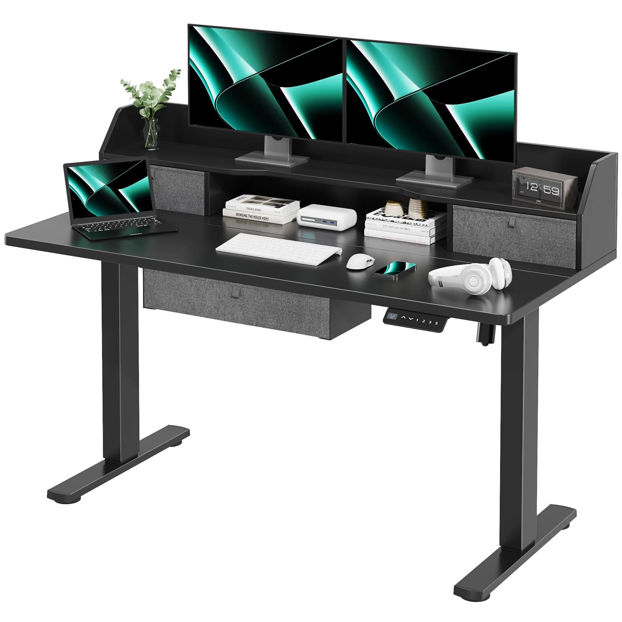 homall-standing-desk-stehschreibtisch-schwarz-140cm-elektrisch image 1