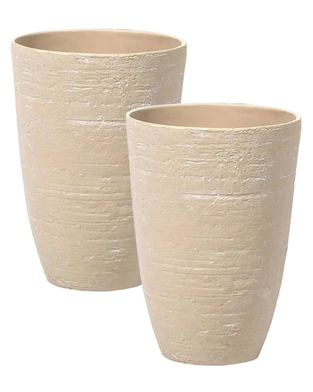 beliani-camia-blumentopf-beige-rund-35x50-cm-2er-set image 1