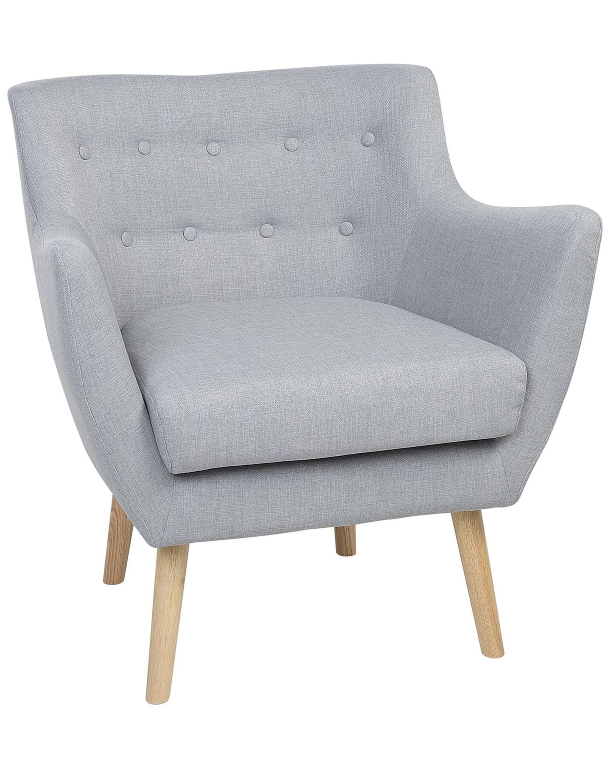 beliani-drammen-retro-sessel-grau-stoff-braune-holzbeine image 1