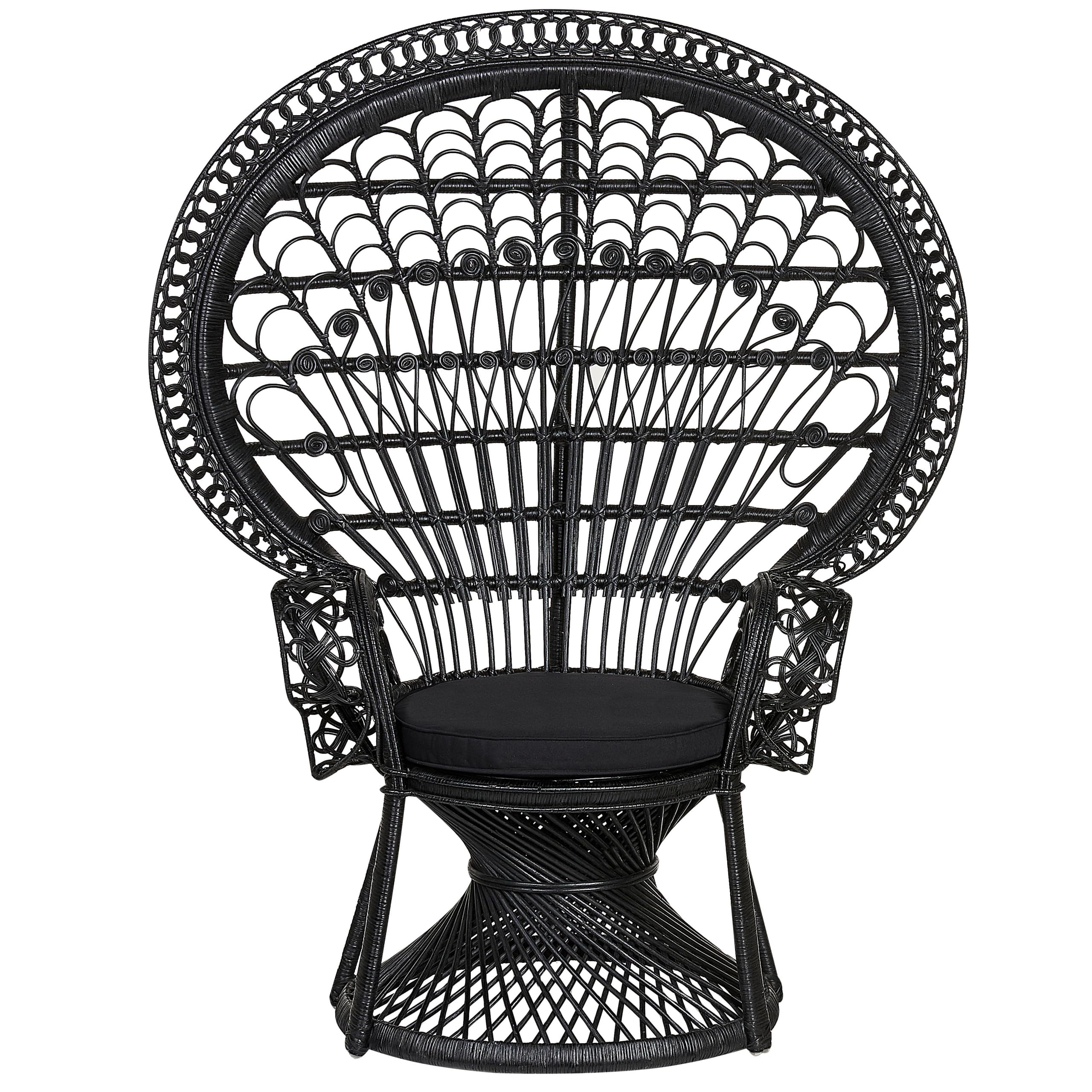 beliani-emmanuelle-pfauensessel-rattan-schwarz-mit-kissen image 4