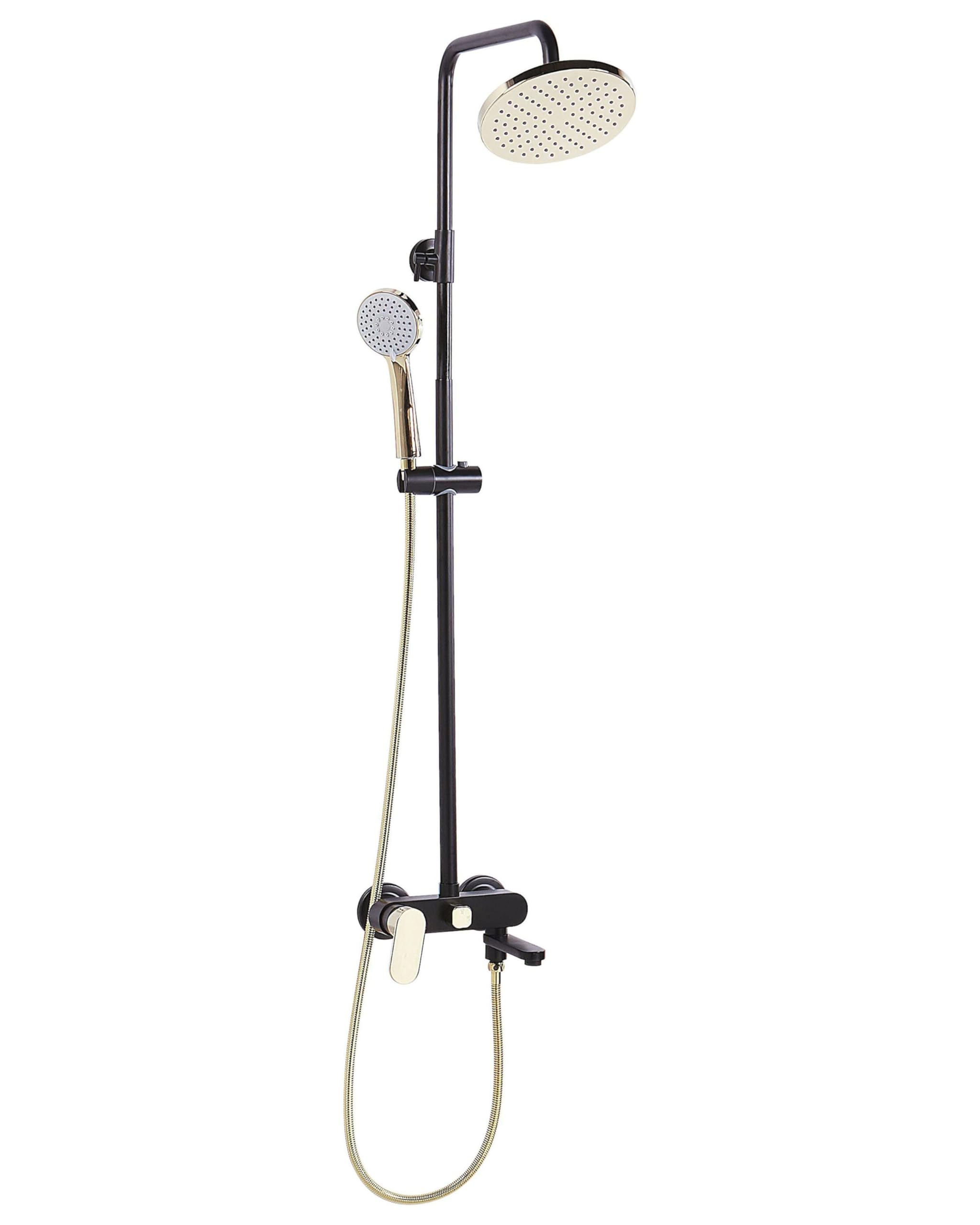 beliani-gurara-duschsystem-schwarz-gold-messing-wand image 1