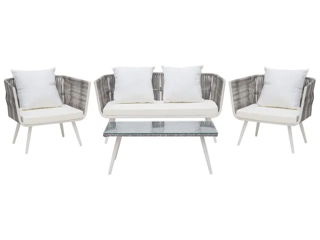 beliani-ragusa-garten-set-rattan-cremewei-4-sitzer-glas image 1