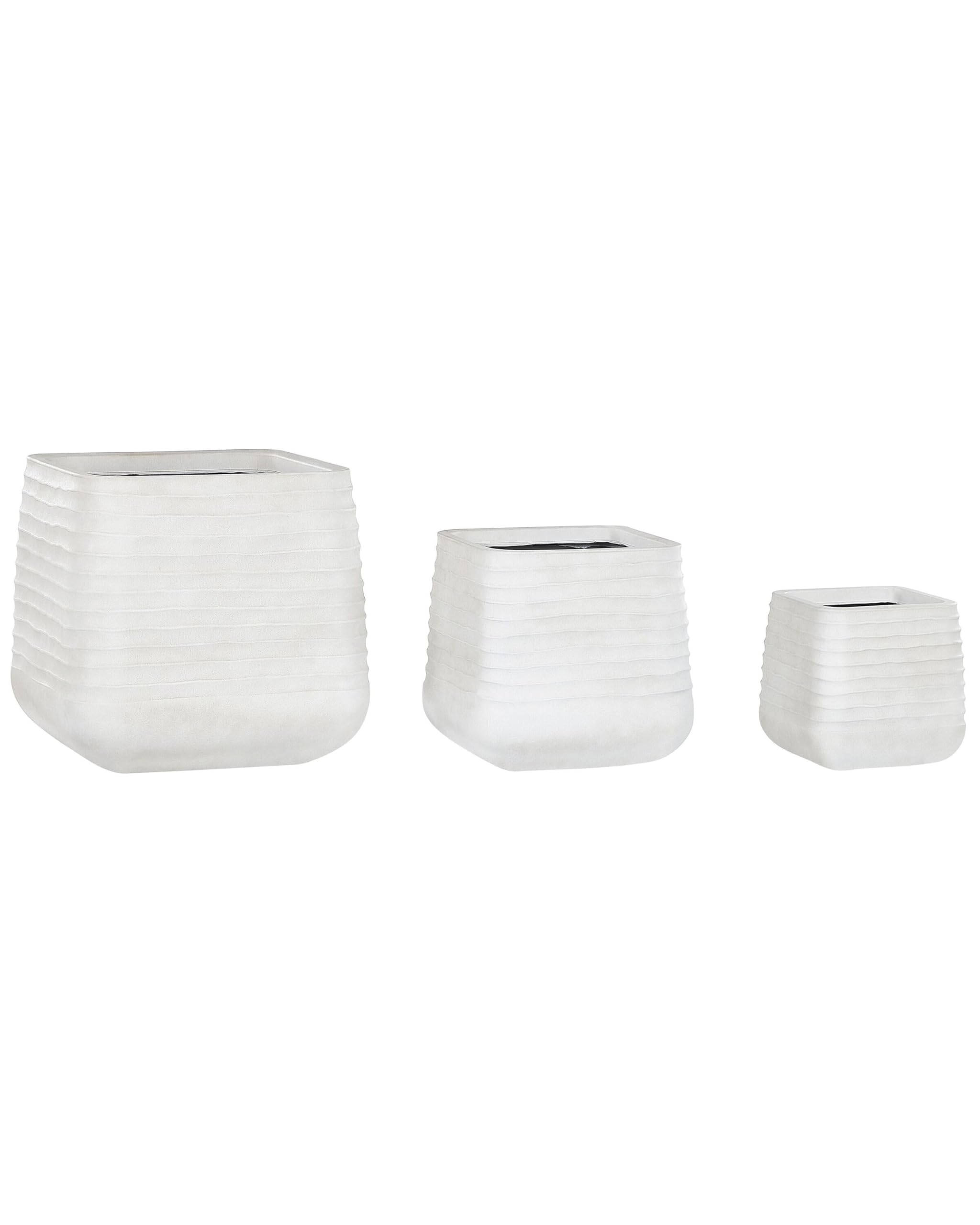 beliani-parikia-blumentopf-3er-set-wei-quadratisch image 1