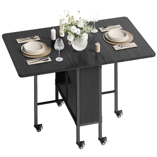 bealife-tb66-esstisch-klappbar-schwarz-130cm-mit-rollen image 1