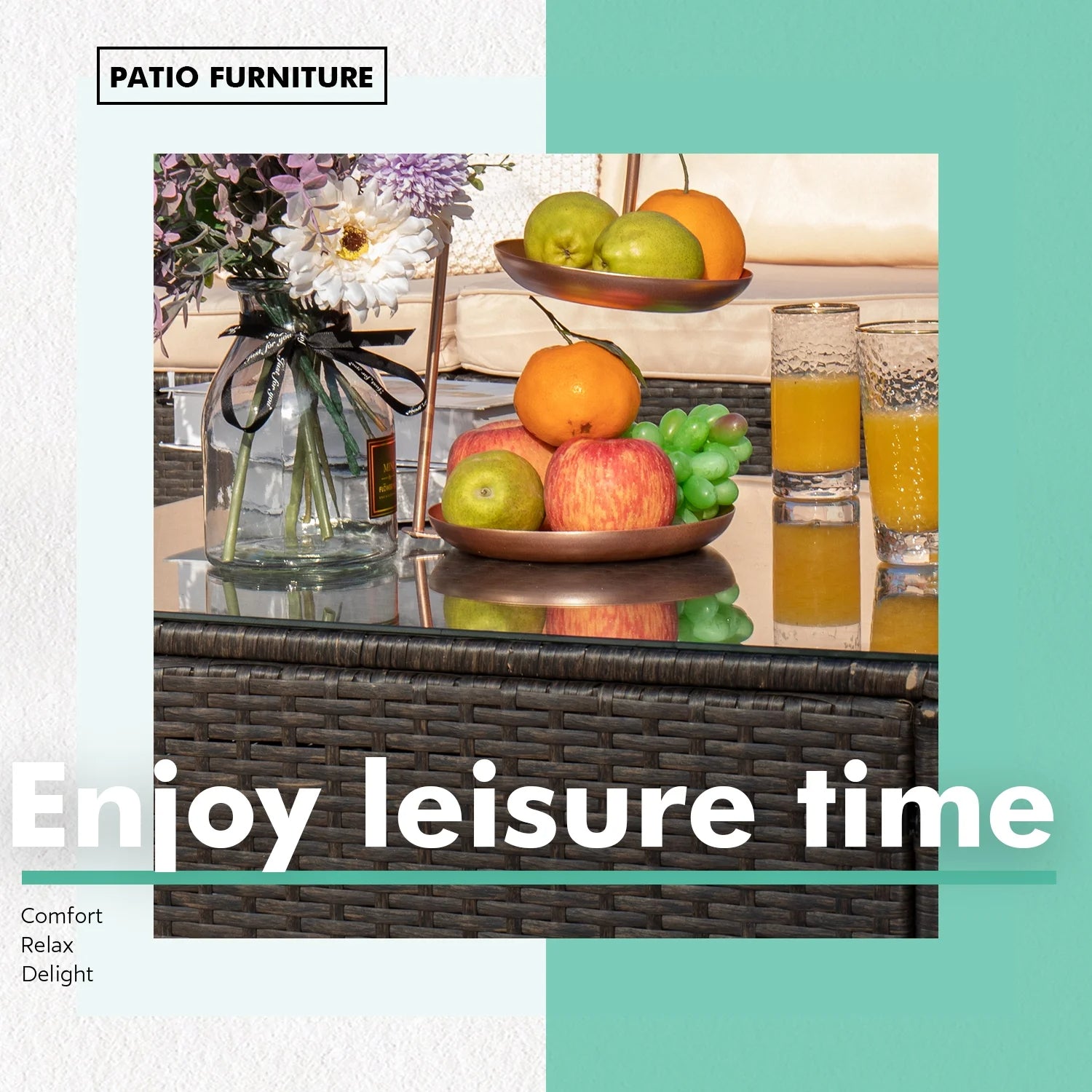 homall-patio-furniture-lounge-set-6-tlg-rattan-gartensofa-blau image 5