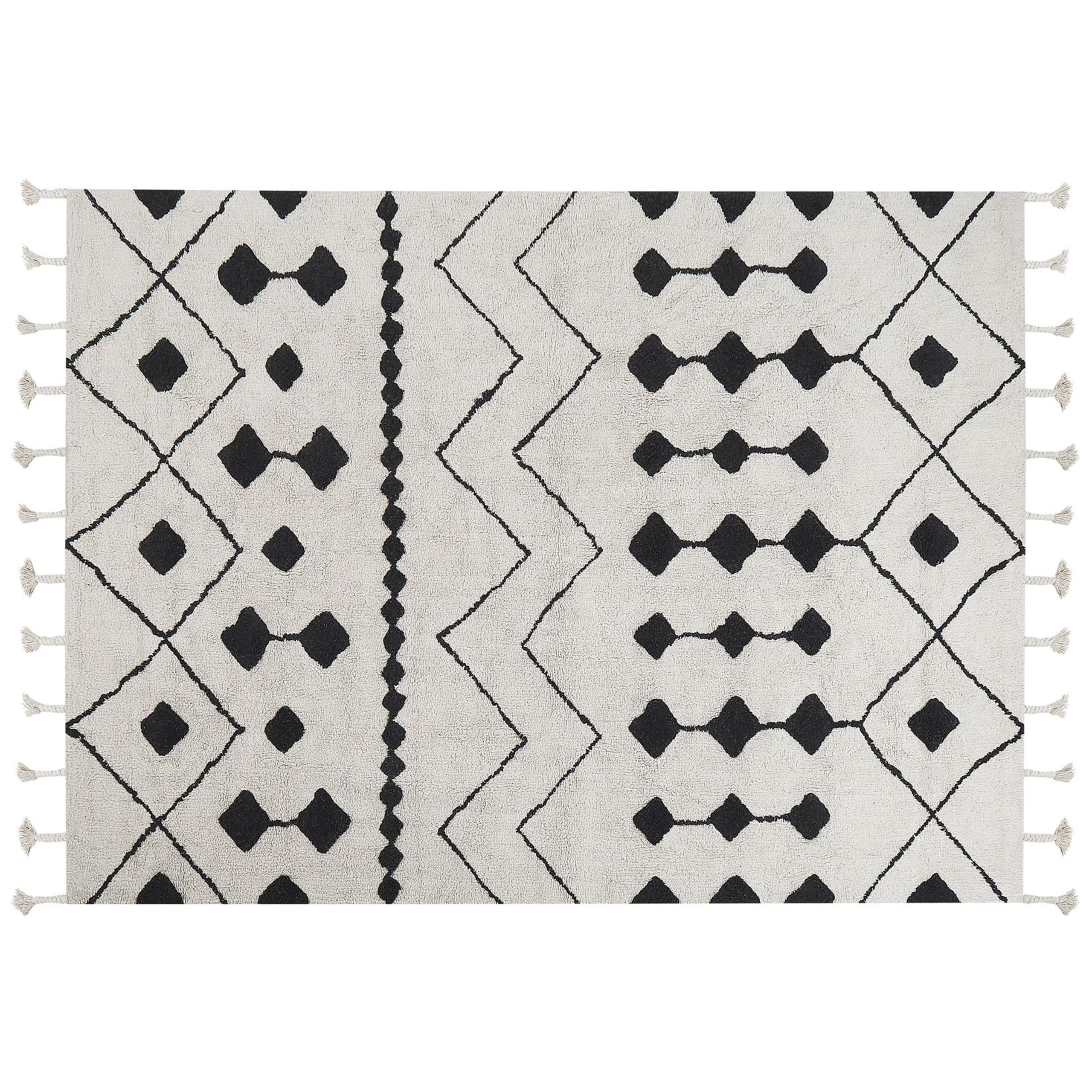 beliani-khemisset-teppich-140x200-wei-schwarz-baumwolle image 7