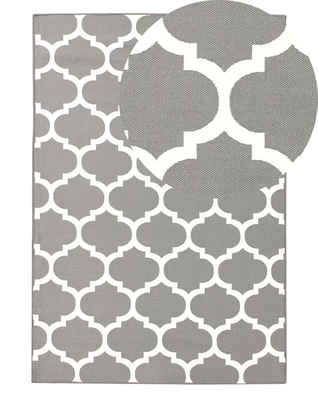 beliani-aksu-teppich-140x200-cm-grau-handgewebt-marokko-muster image 1