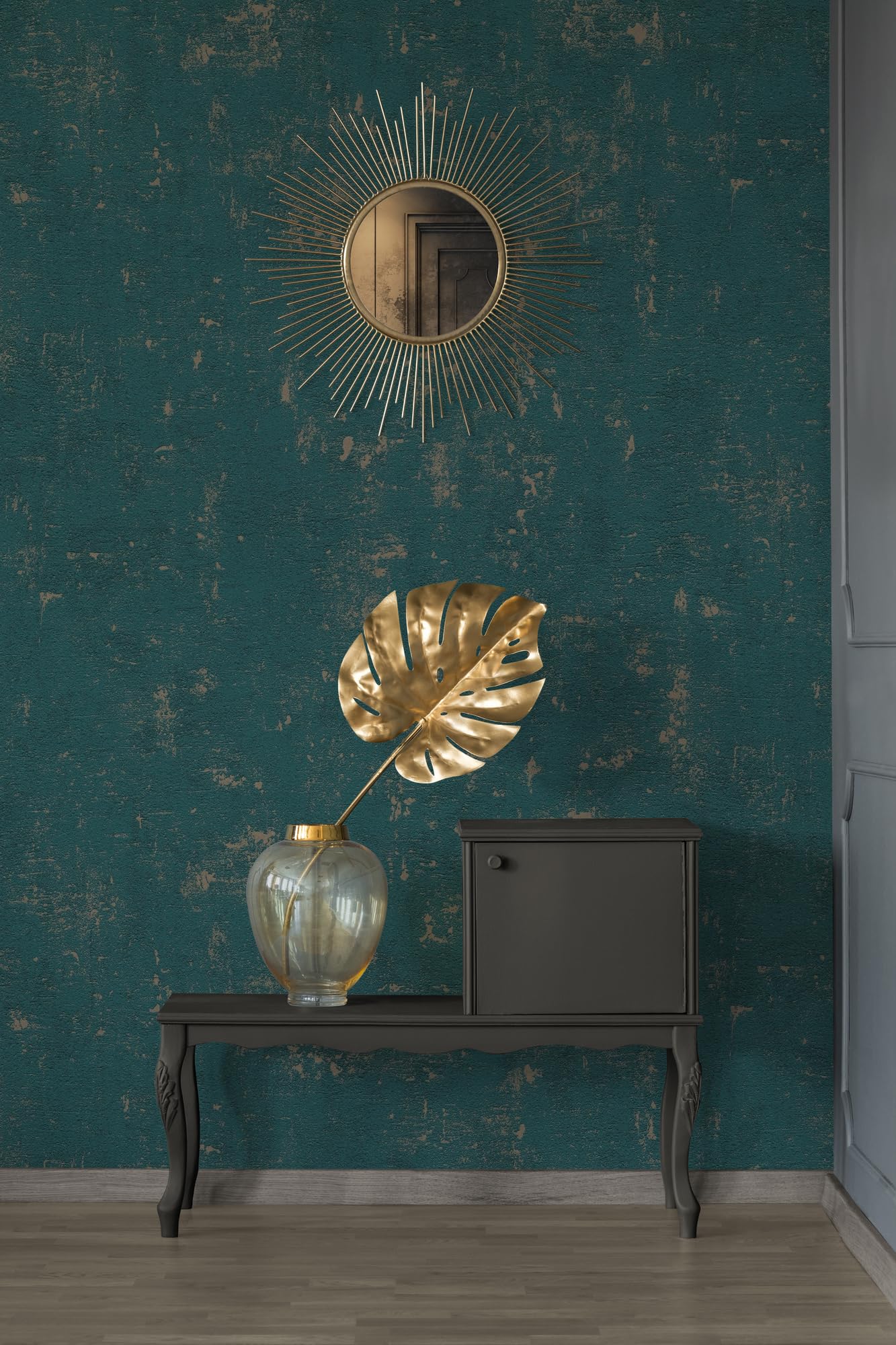 a-s-cr-ation-bast-vliestapete-petrol-gold-metallic image 5