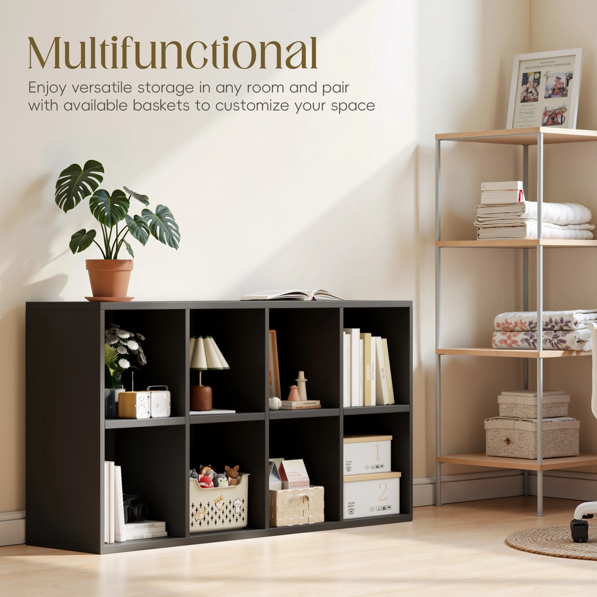 homall-bookcase-b-cherregal-schwarz-8-f-cher-f-rs-wohnzimmer image 6