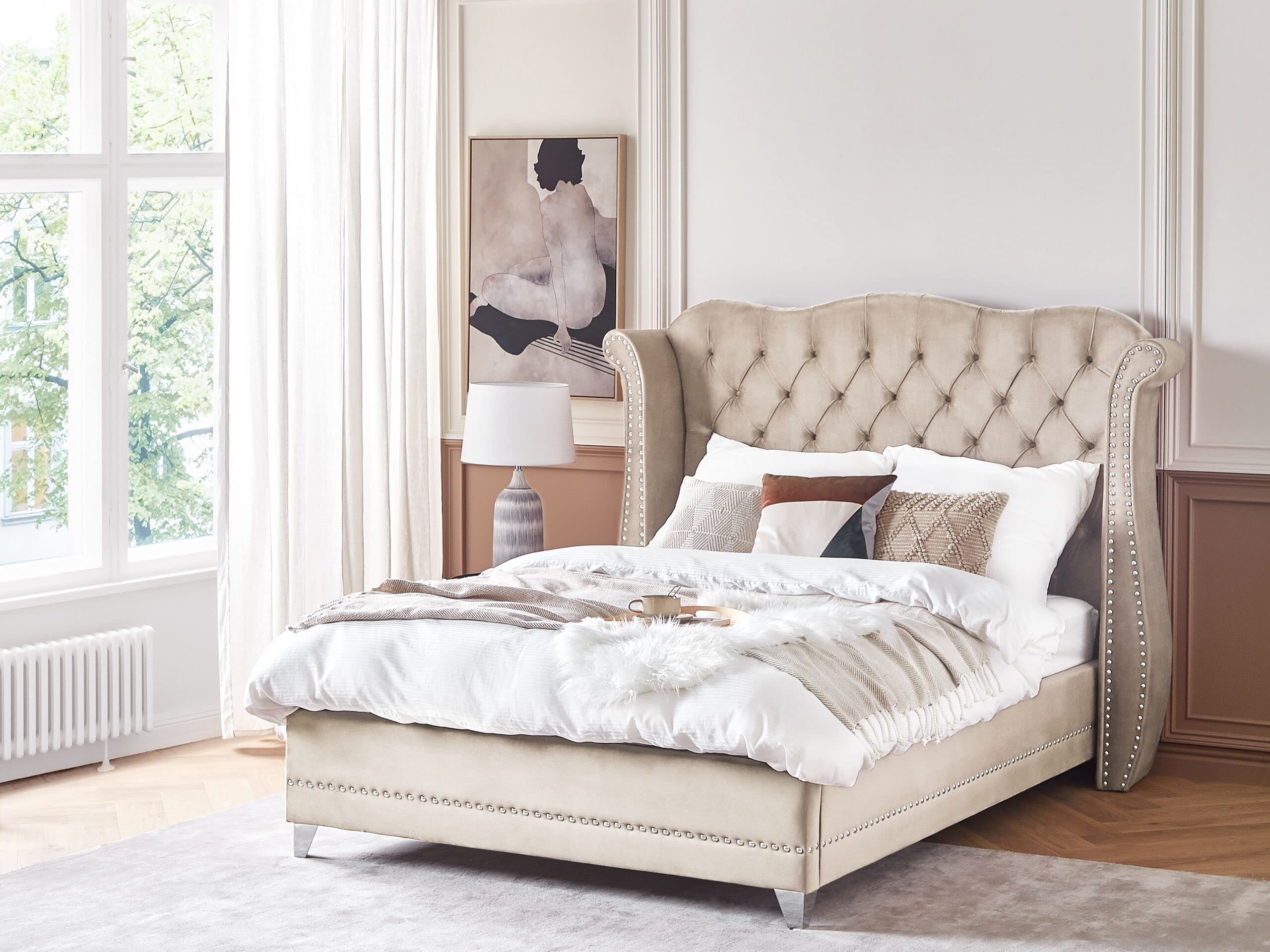 beliani-ayette-bett-chesterfield-140x200-beige-samt image 2